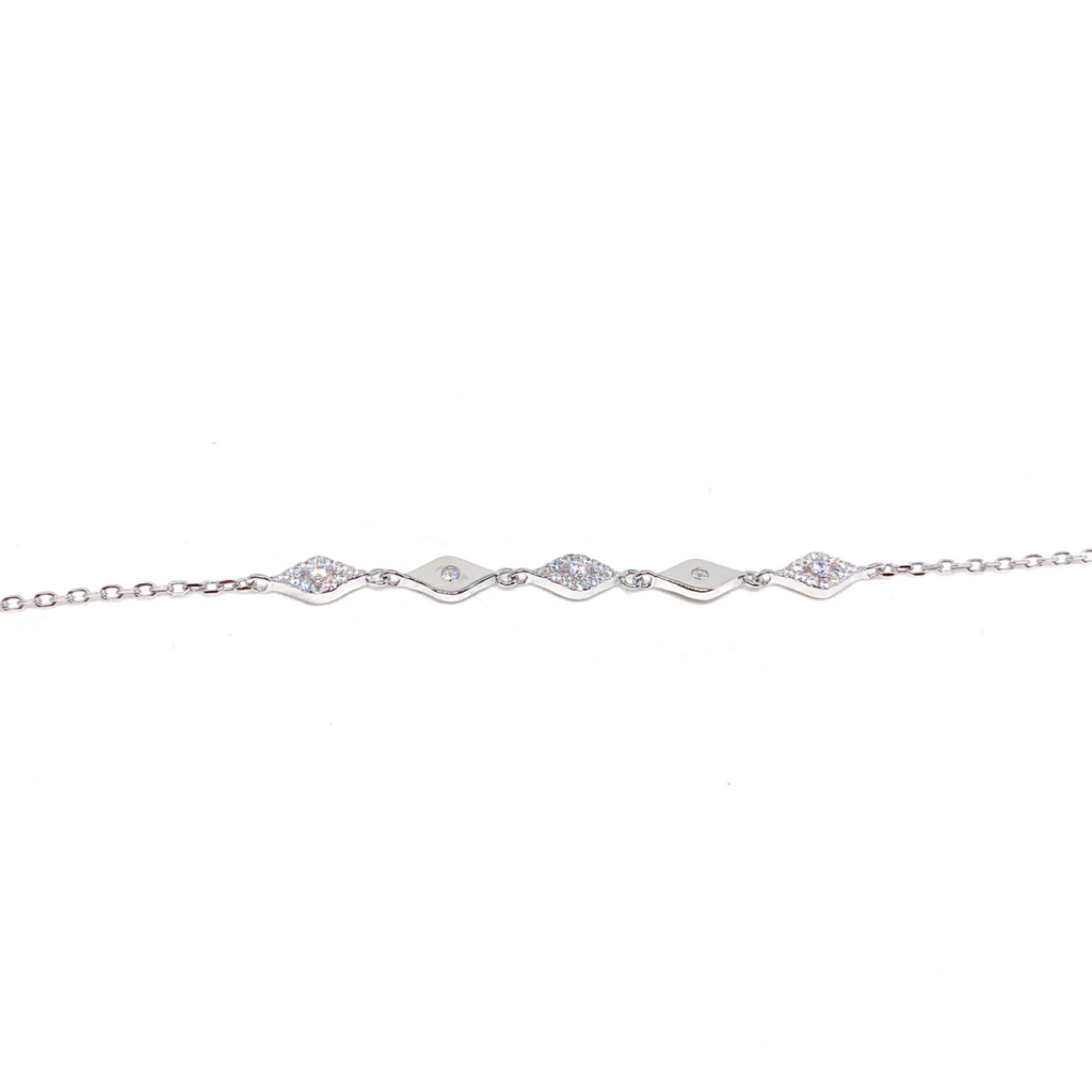 Kadın Gümüş Sıralı Göz Bileklik kombin ince nazar 925 ayar silver