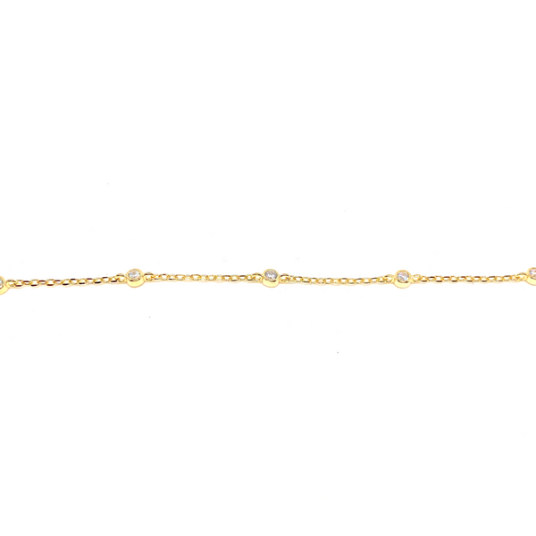 Kadın Gümüş Taşlı İnce Zincir Bileklik Pırlanta görünümlü 925 ayar gold renk