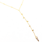 Kadın Gümüş Derin Y Kolye imitasyon Pırlanta Görünümlü 925 ayar Altın Rengi Gold renk