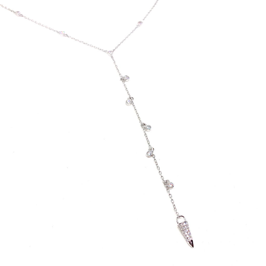  Kadın Gümüş Derin Y Kolye imitasyon Pırlanta Görünümlü 925 ayar silver renk