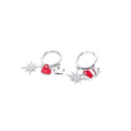 Kadın Gümüş Taç Kalp Yıldız Figürlü Küpe charm crown tiara Sallantılı Kırmızı 925 ayar silver