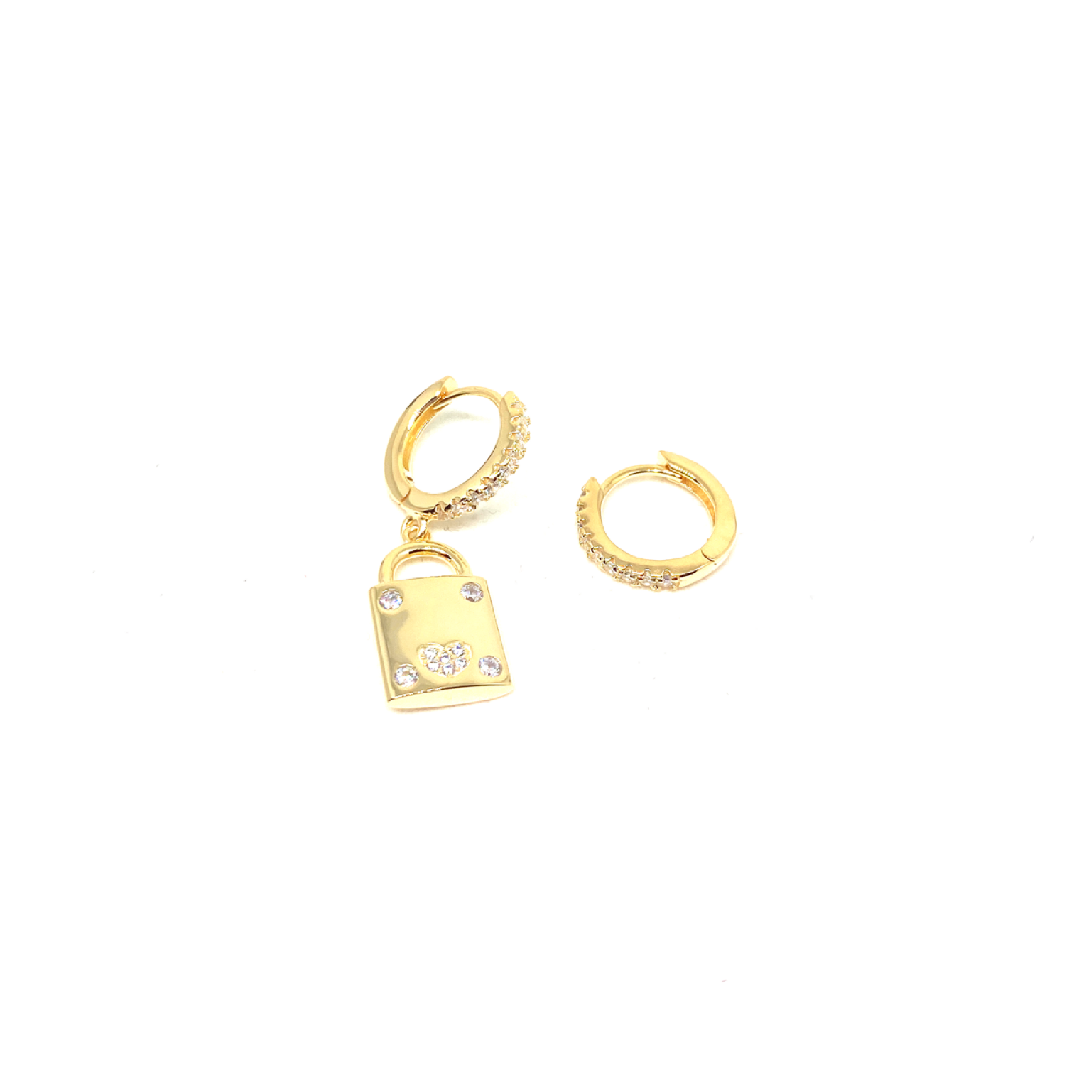 Kadın Gümüş Kilit Asimetrik Küpe 925 ayar gold