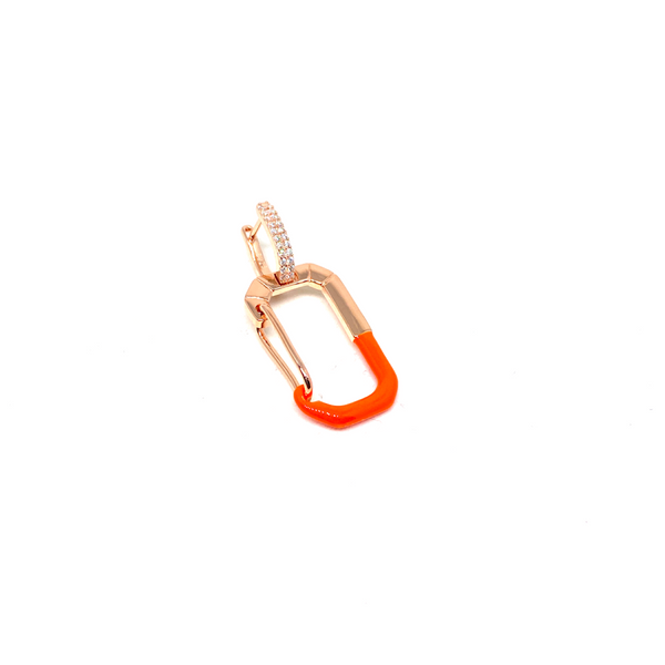 Kadın Gümüş Yarım Neon Pin Küpe Büyük 925 ayar turuncu