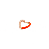 Kadın Gümüş Yarım Neon Kalp Küpe Büyük Taşlı 925 ayar turuncu