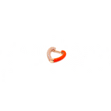 Kadın Gümüş Yarım Neon Kalp Küpe Küçük Taşlı 925 ayar turuncu