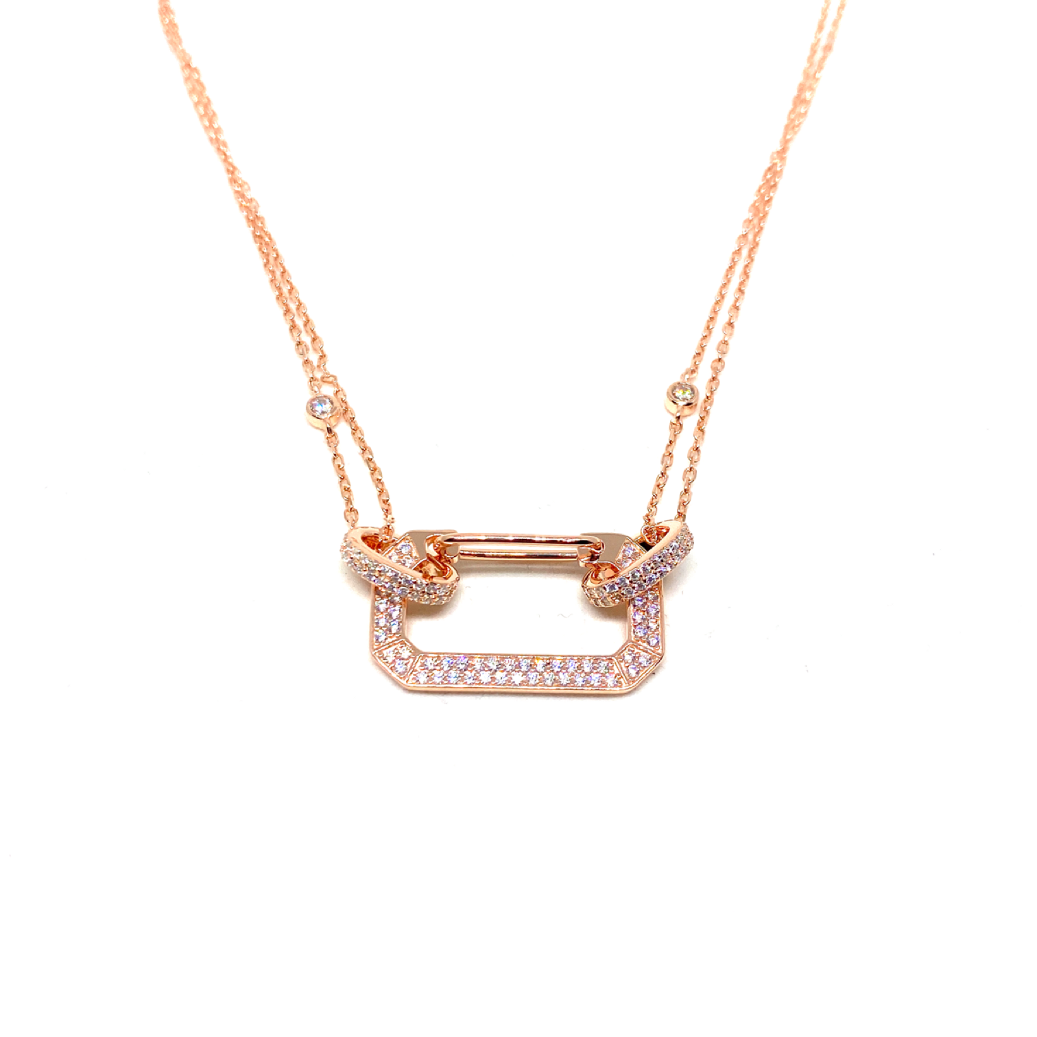 Kadın Gümüş Taşlı Pin Kolye Pırlanta görünümlü 925 ayar