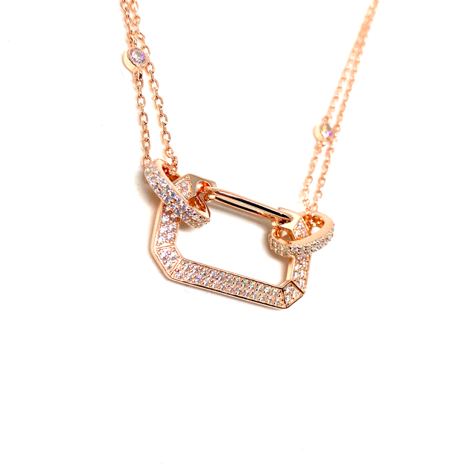 Kadın Gümüş Taşlı Pin Kolye Pırlanta görünümlü 925 ayar