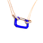 Kadın Gümüş Neon Pin Kolye 925 ayar mineli saks mavisi