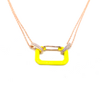 Kadın Gümüş Neon Pin Kolye 925 ayar mineli sarı