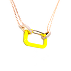 Kadın Gümüş Neon Pin Kolye 925 ayar mineli sarı