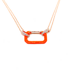 Kadın Gümüş Neon Pin Kolye 925 ayar mineli turuncu