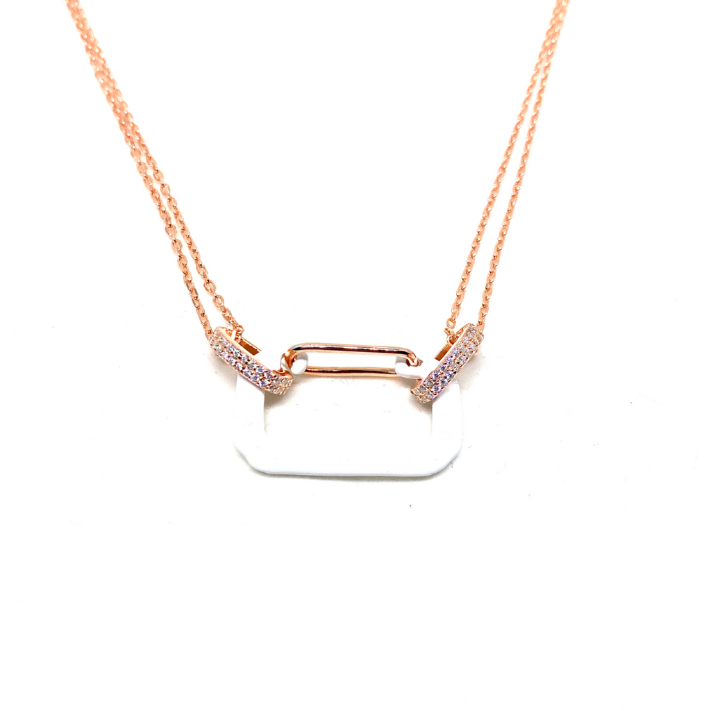 Kadın Gümüş Neon Pin Kolye 925 ayar mineli beyaz