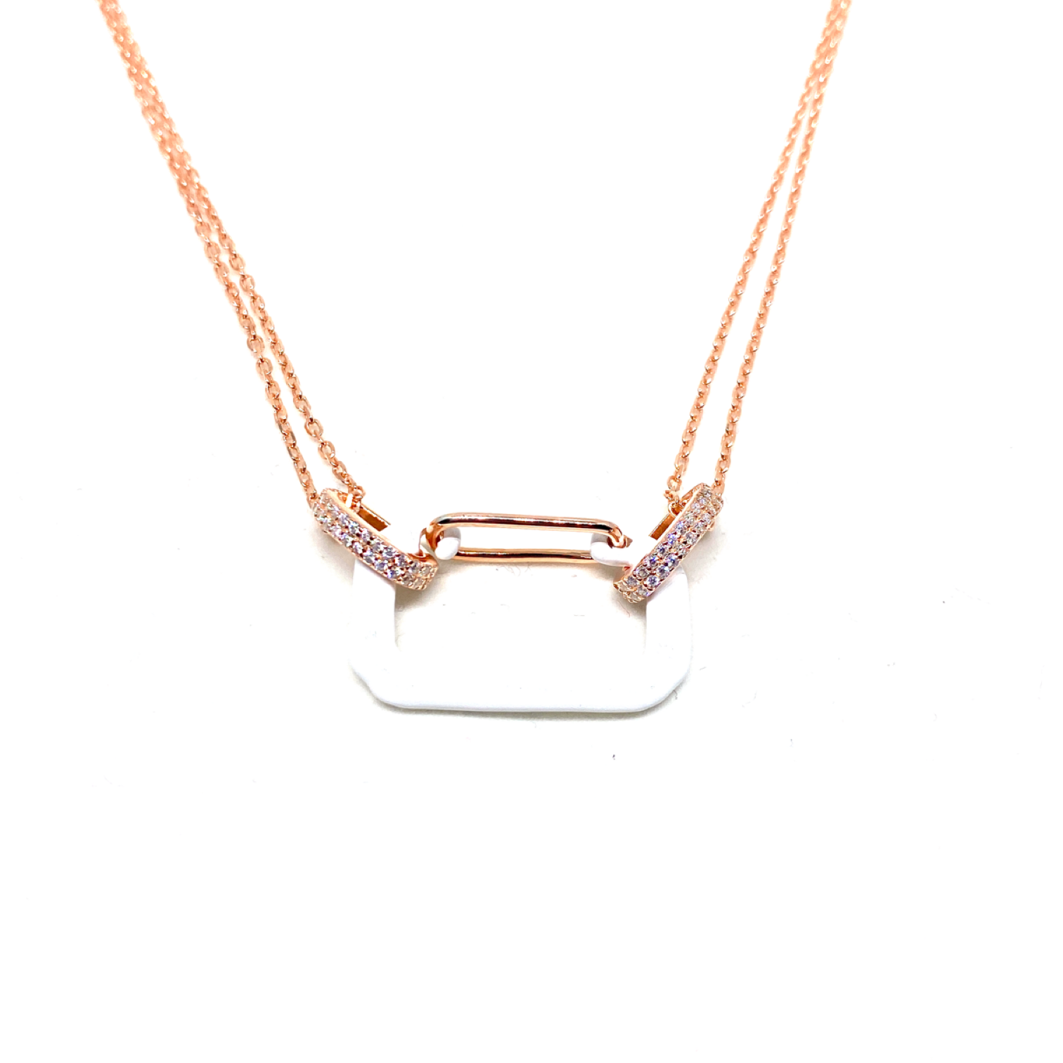 Kadın Gümüş Neon Pin Kolye 925 ayar mineli beyaz