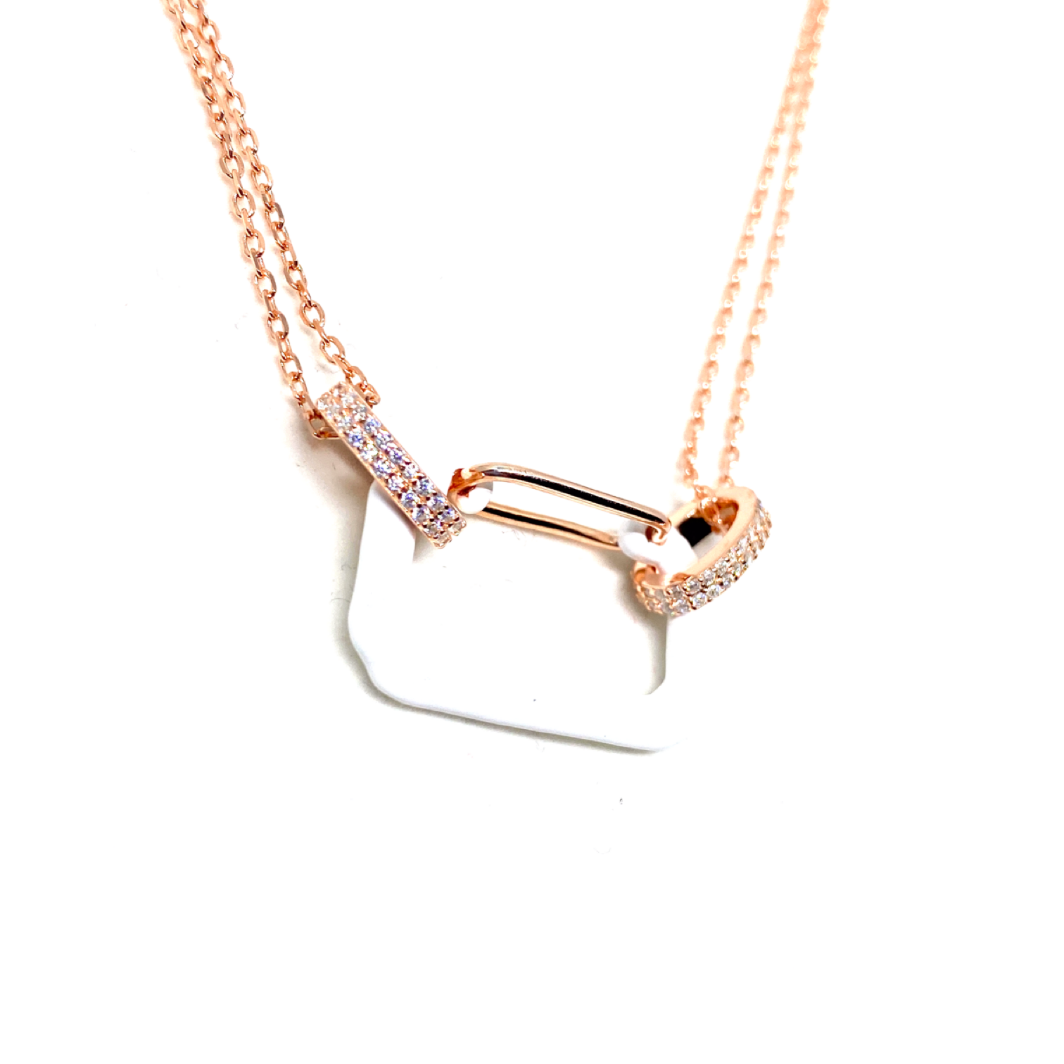 Kadın Gümüş Neon Pin Kolye 925 ayar mineli beyaz