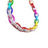 Kadın Gümüş Neon Gökkuşağı Halat Zincir Bileklik colormix multicolor rainbow Taşlı renkli 925 ayar mineli