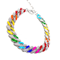 Kadın Gümüş Neon Gökkuşağı Gurme Zincir Bileklik colormix multicolor rainbow Taşlı renkli 925 ayar mineli