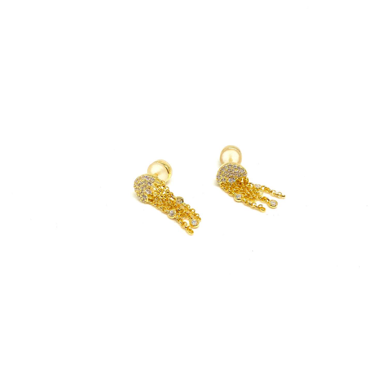 Kadın Gümüş Mini Denizanası Küpe 925 ayar gold renk