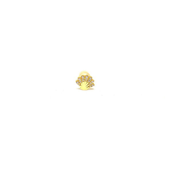 Kadın Gümüş Mini İstiridye Küpe midye Deniz Kabuğu Altın Pırlanta görünümlü 925 ayar