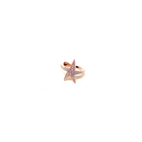 Kadın Gümüş Deniz Yıldızı Cuff Kıkırdak Küpe sıkıştırmalı imitasyon Pırlanta Görünümlü 925 ayar rose renk