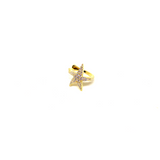 Kadın Gümüş Deniz Yıldızı Cuff Kıkırdak Küpe sıkıştırmalı imitasyon Pırlanta Görünümlü 925 ayar gold renk
