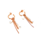 Kadın Gümüş İnci Charmlı Halka Küpe Altın görünümlü 925 ayar rose renk