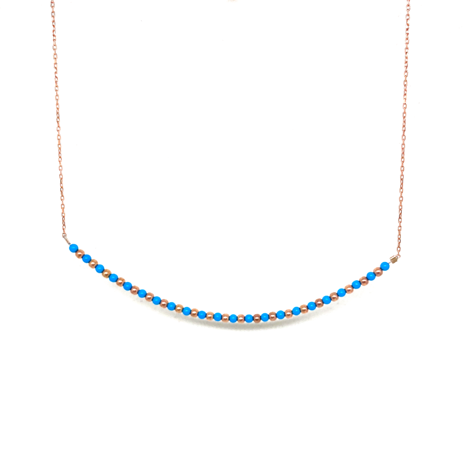 Kadın Gümüş Turkuaz Taşlı Yay Kolye mavi boncuk 925 ayar