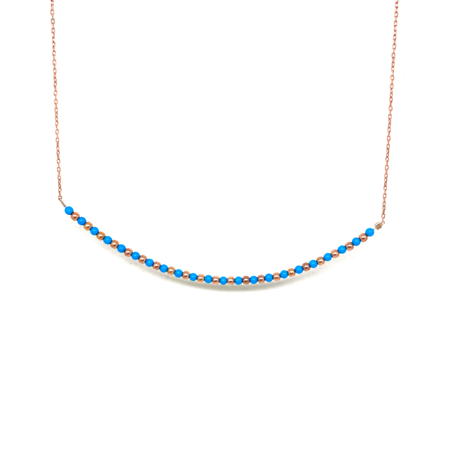 Kadın Gümüş Turkuaz Taşlı Yay Kolye mavi boncuk 925 ayar