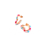 Kadın Gümüş Boncuklu Kalp Halka Küpe 925 ayar rose renk