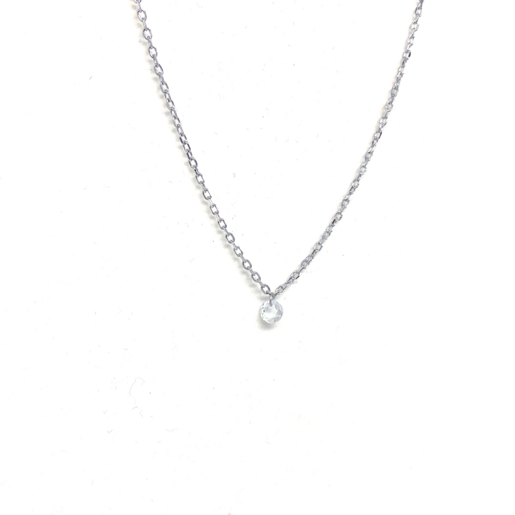 Kadın Gümüş Tek Kristal Taşlı Minimal Kolye tektaş Pırlanta görünümlü 925 ayar silver