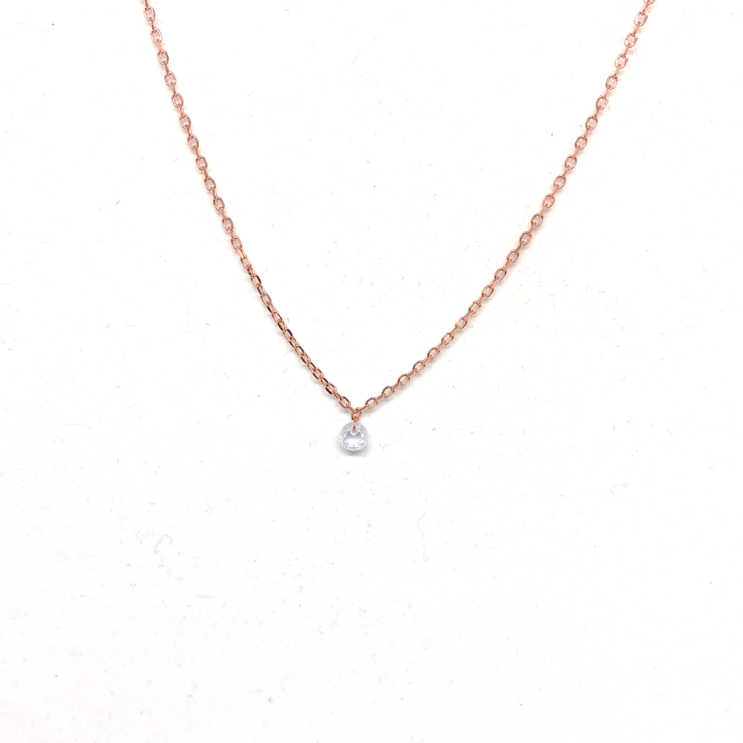 Kadın Gümüş Tek Kristal Taşlı Minimal Kolye tektaş Pırlanta  görünümlü 925 ayar