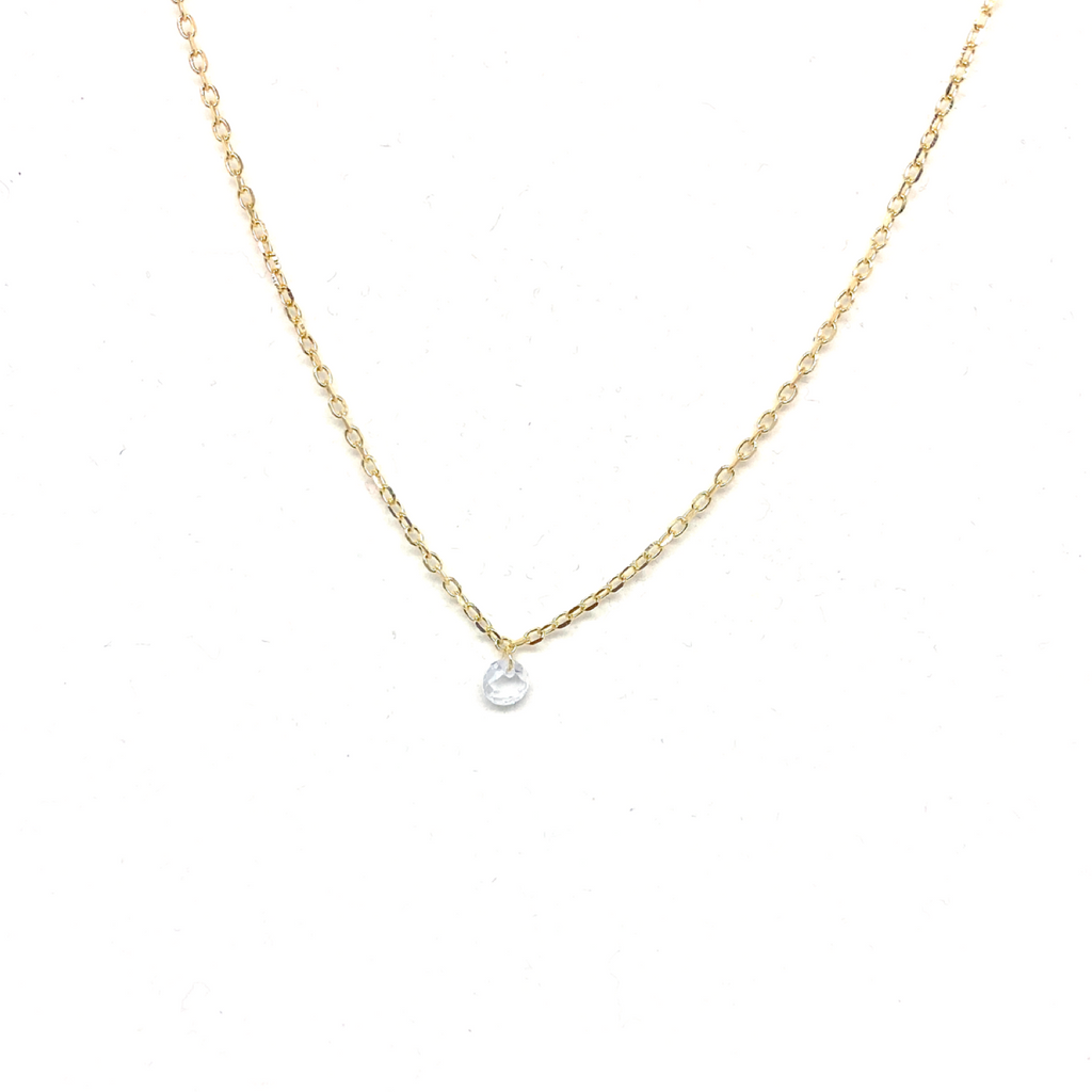 Kadın Gümüş Tek Kristal Taşlı Minimal Kolye tektaş Pırlanta görünümlü 925 ayar Altın Rengi Gold