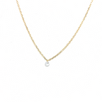 Kadın Gümüş Tek Kristal Taşlı Minimal Kolye tektaş Pırlanta görünümlü 925 ayar Altın Rengi Gold