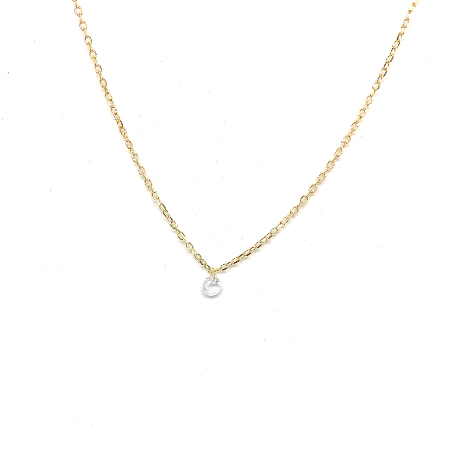 Kadın Gümüş Tek Kristal Taşlı Minimal Kolye tektaş Pırlanta görünümlü 925 ayar Altın Rengi Gold