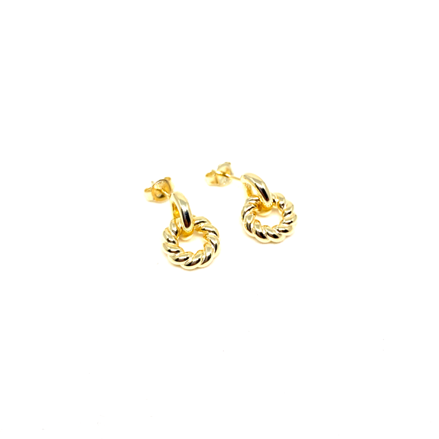 Kadın Gümüş Vintage Düğme Küpe Altın Görünümlü yuvarlak burgu 925 ayar gold renk