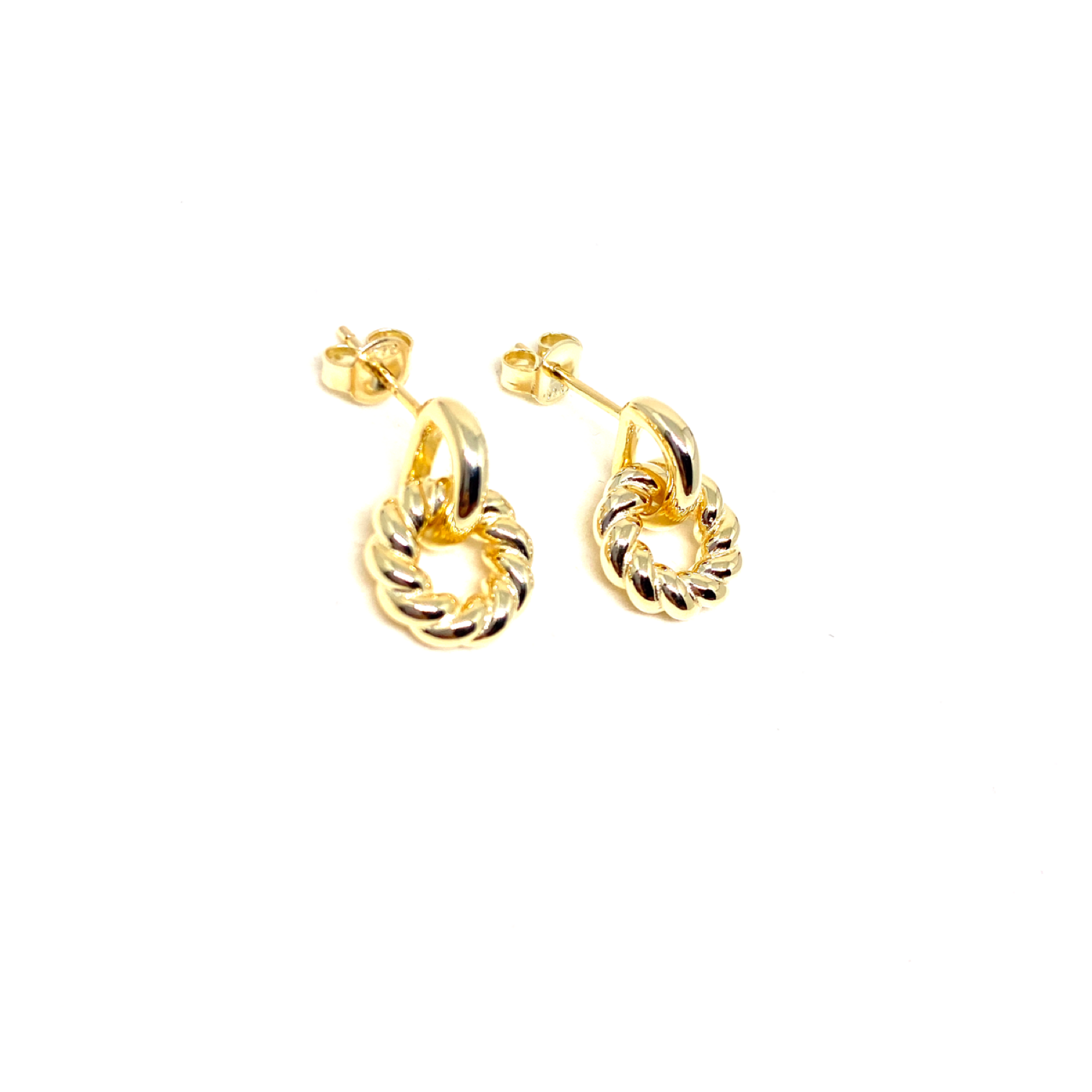 Kadın Gümüş Vintage Düğme Küpe Altın Görünümlü yuvarlak burgu 925 ayar gold renk