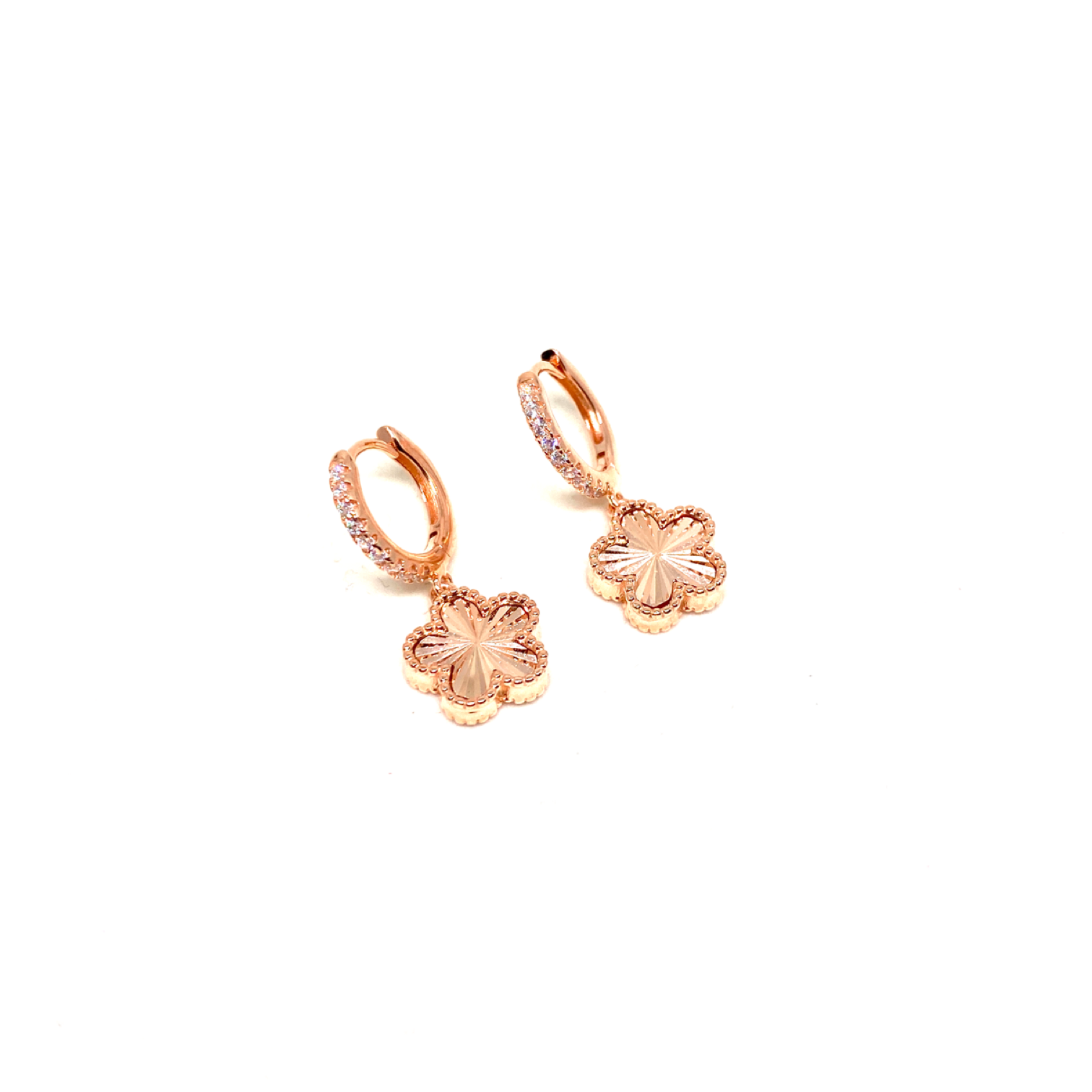 Kadın Gümüş Sallantılı Çiçek Küpe vintage  Altın Görünümlü 925 ayar rose