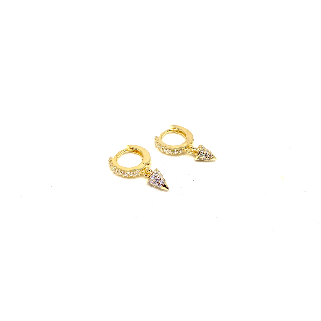 Kadın Gümüş Mini Bullet Küpe 925 ayar gold Pırlanta görünümlü