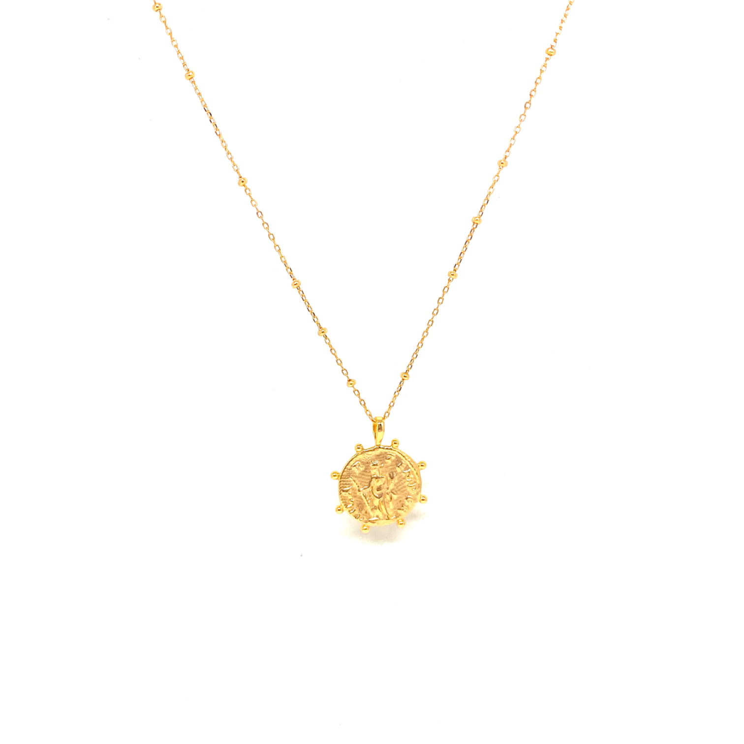 Kadın Gümüş Antik Para Madalyon Kolye Altın Rengi Gold 925 ayar