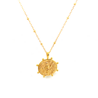 Kadın Gümüş Antik Para Madalyon Kolye Altın Rengi Gold 925 ayar
