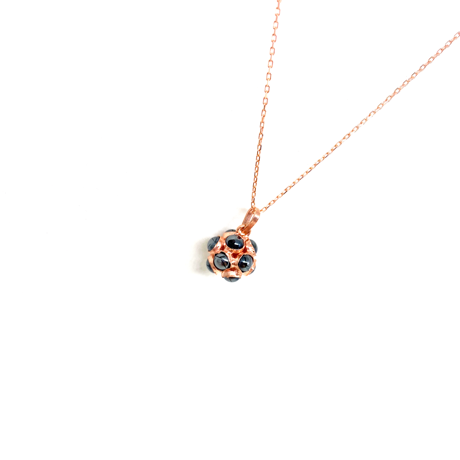 Retro Vintage Nazar Hematit Göz Kolye Rose 40 cm 45 cm