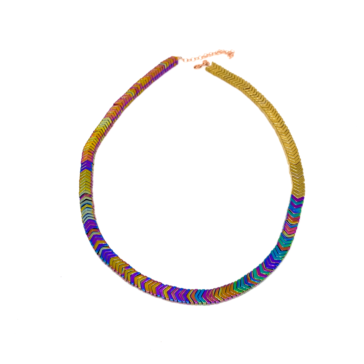 Balıksırtı Hematit Kolye Çok Renkli 925 ayar gümüş