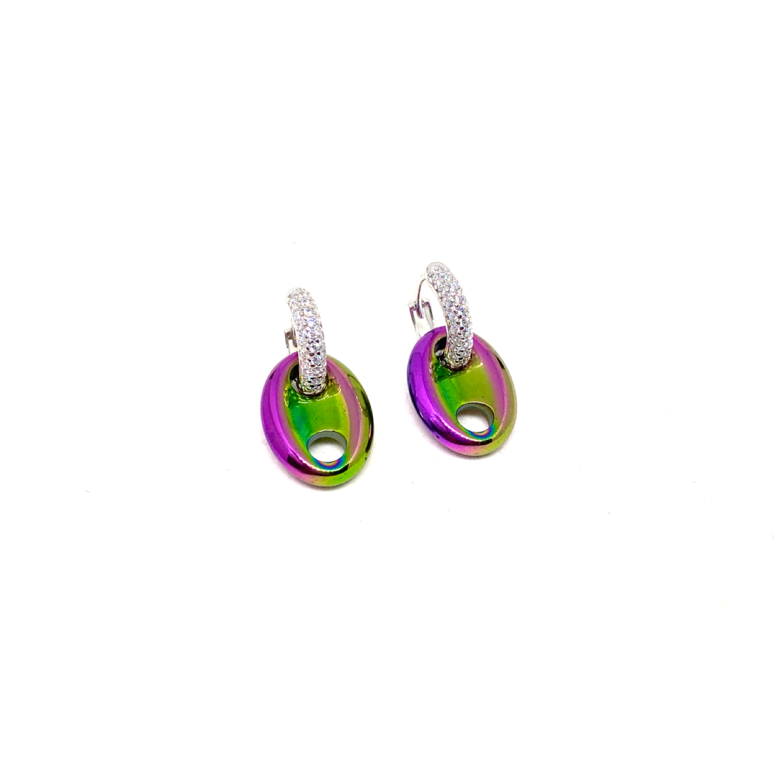 Hematit Düğme Küpe 925 ayar gümüş Halka çapı: 1,3 cm  Uç ebatı: 1,3 cm x 1,7 cm