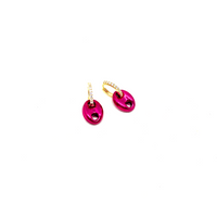 Mini Metallic Pink Button Earrings