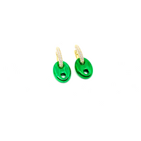 Metallic Green Button Earrings