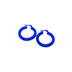 Metalik Renkli Halka Küpe Büyük 3 cm 925 ayar gümüş lacivert