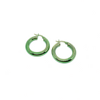 Metalik Renkli Halka Küpe Büyük 3 cm 925 ayar gümüş açık yeşil