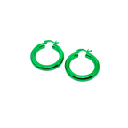 Metalik Renkli Halka Küpe Büyük 3 cm 925 ayar gümüş yeşil