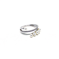 Three Row Ring with Pearl