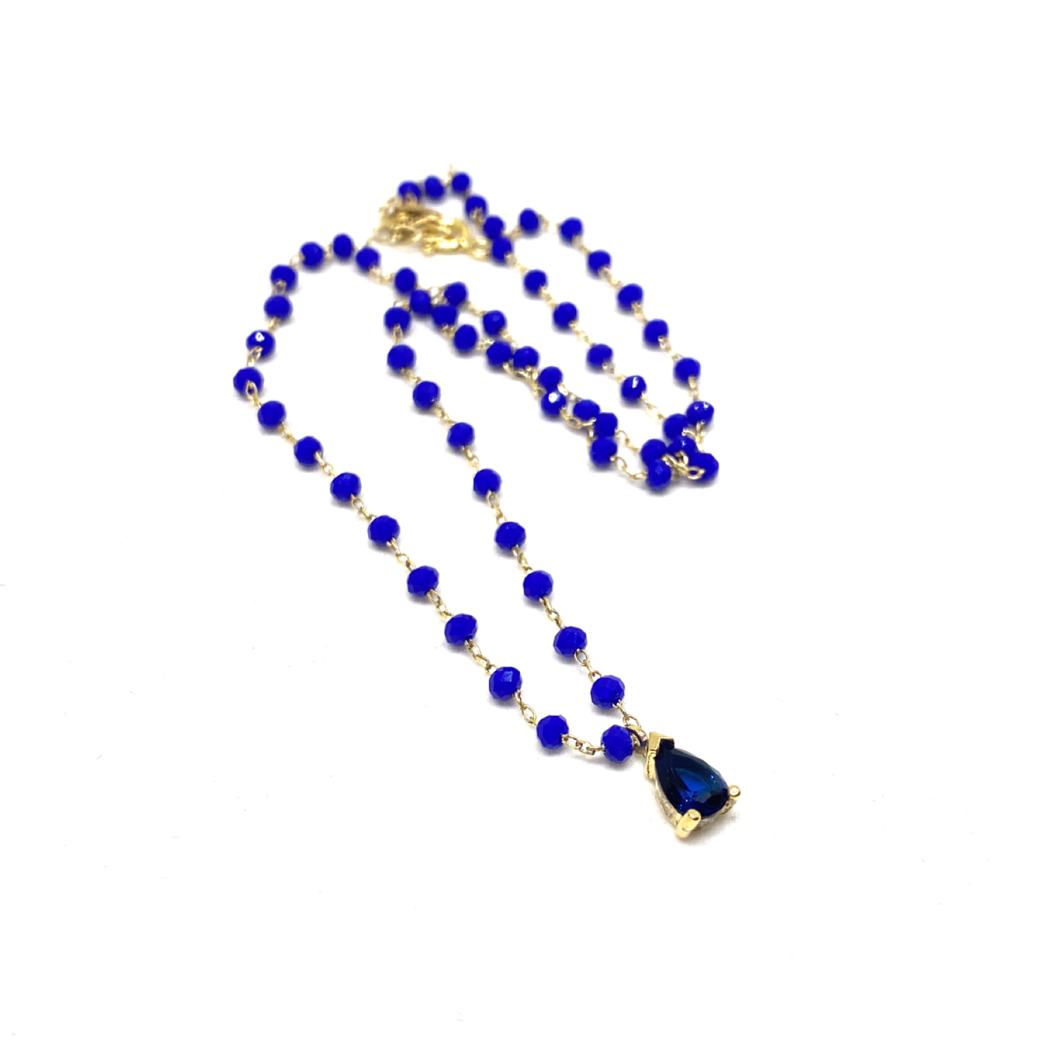 Safir Görünümlü Damla Kolye