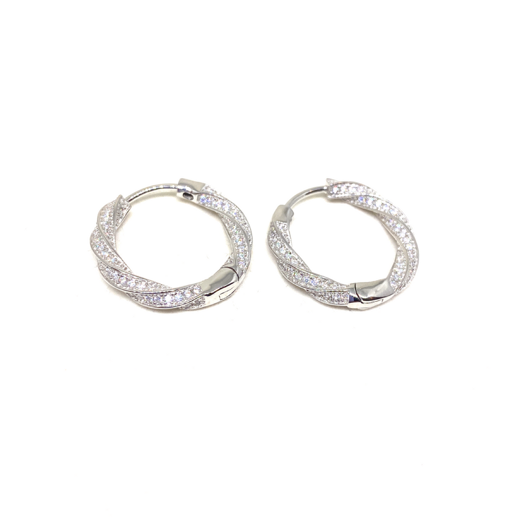 Micropaved Twisted Hoop Earrings